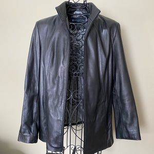 Kenneth Cole Black Leather Jacket Size Large